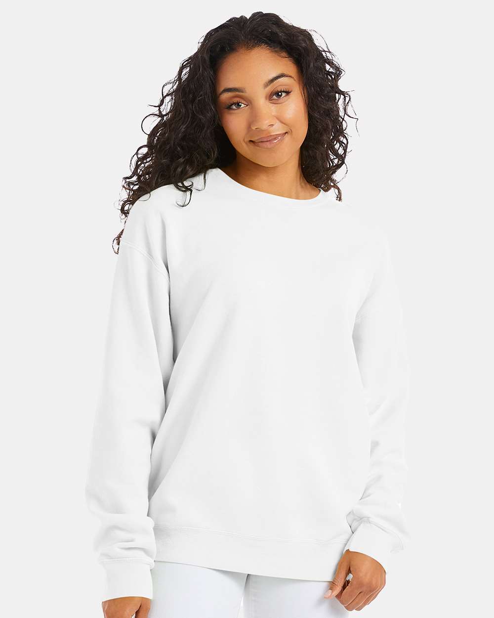 Unisex Garment-Dyed Crewneck Sweatshirt - White - XS
