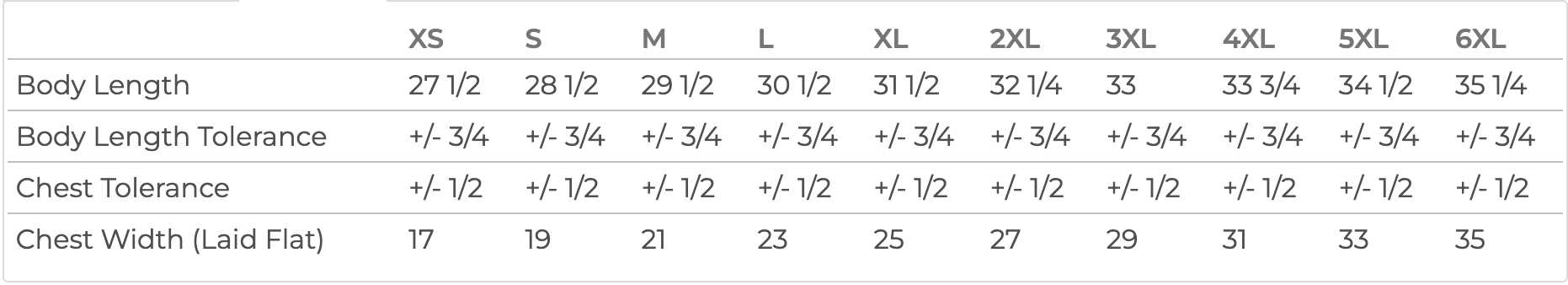 Size Chart IN