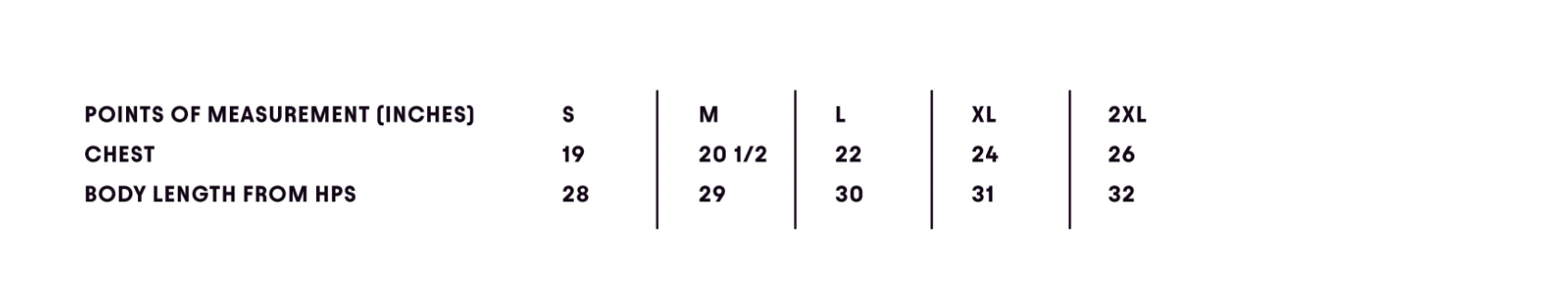 Size Chart IN