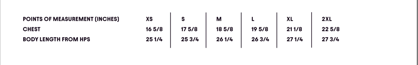 Size Chart IN