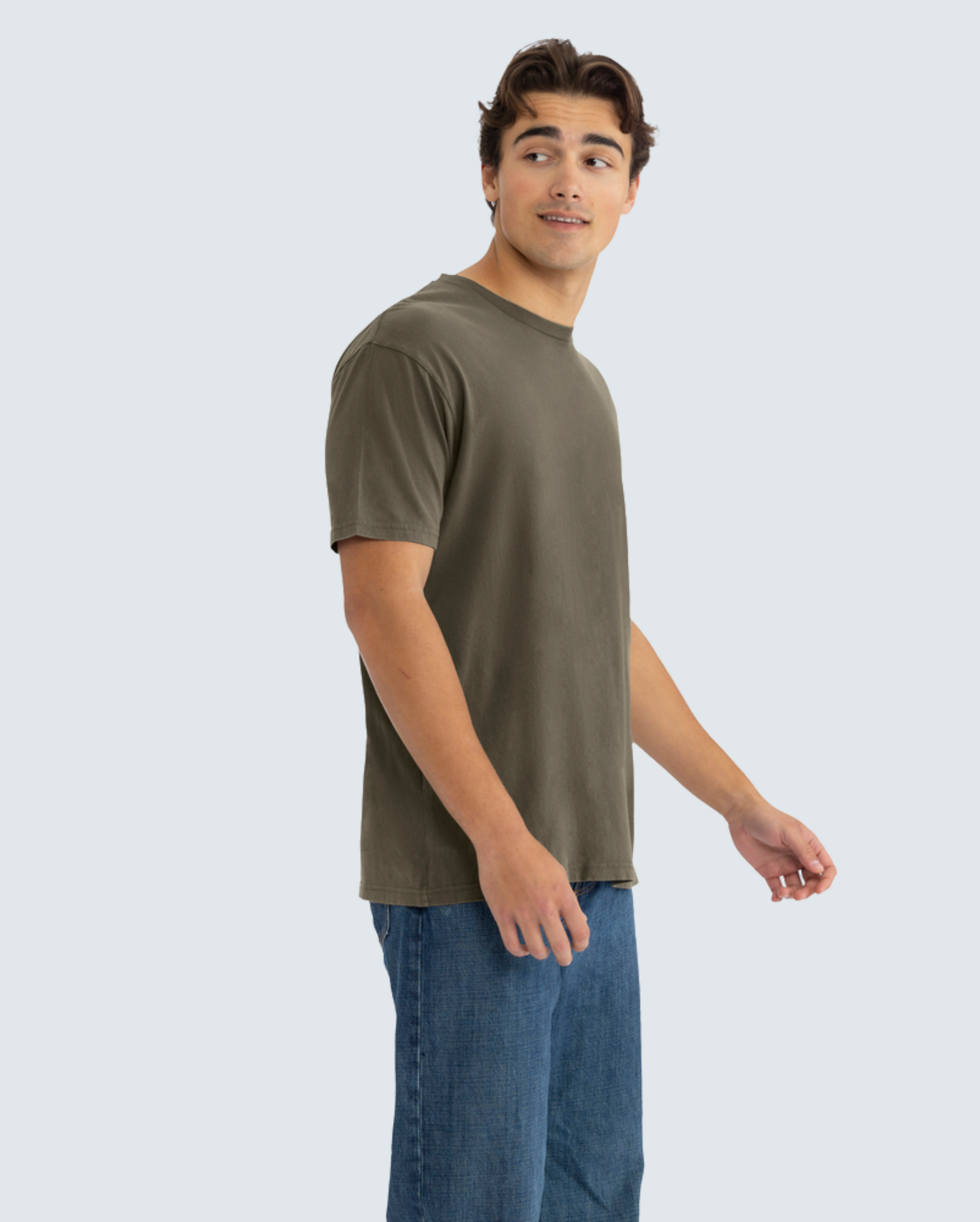 Soft-Washed Classic Crew - Washed Military Green