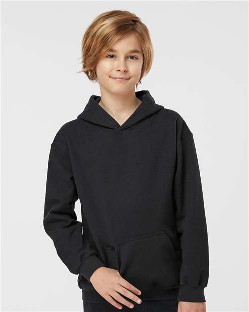 Youth Hooded Sweatshirt — Soft Kids Pullover Hoodie - Black - Front