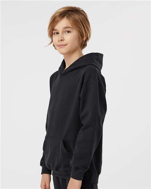 Youth Hooded Sweatshirt — Soft Kids Pullover Hoodie - Black - Side
