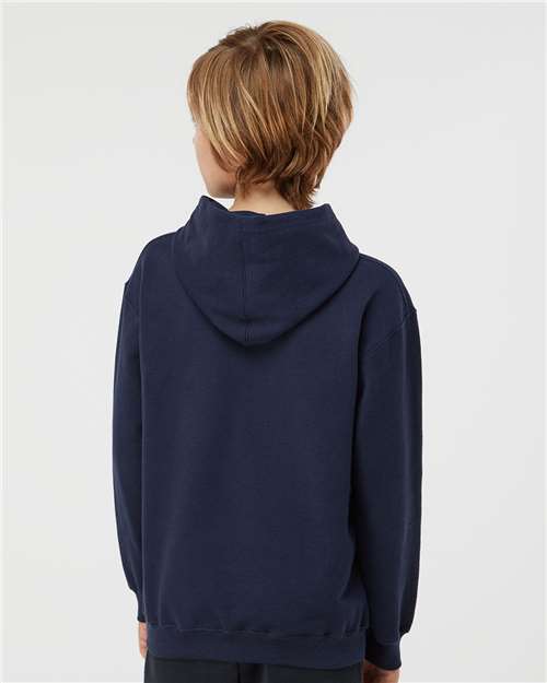 Youth Hooded Sweatshirt — Soft Kids Pullover Hoodie - Navy - Back