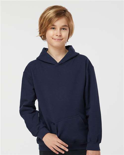Youth Hooded Sweatshirt — Soft Kids Pullover Hoodie - Navy - Front