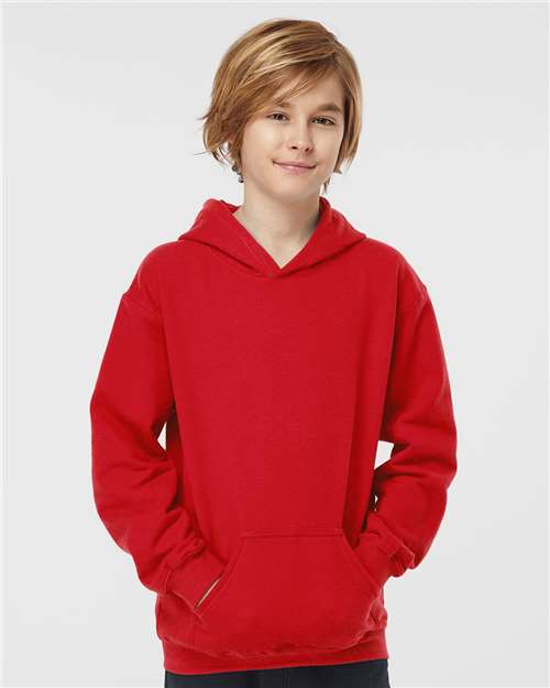 Youth Hooded Sweatshirt — Soft Kids Pullover Hoodie - Red - Front