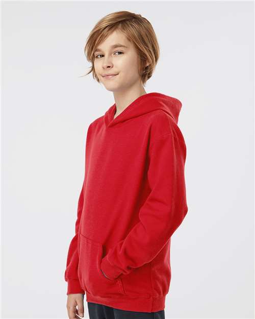 Youth Hooded Sweatshirt — Soft Kids Pullover Hoodie - Red - Side