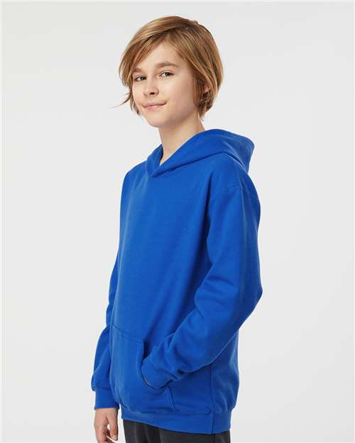 Youth Hooded Sweatshirt — Soft Kids Pullover Hoodie - Royal - Side