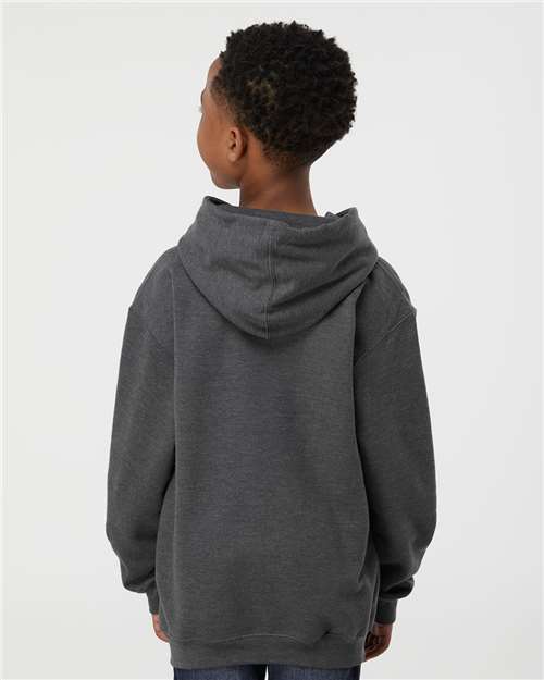 Youth Hooded Sweatshirt — Soft Kids Pullover Hoodie - Heather Charcoal - Back