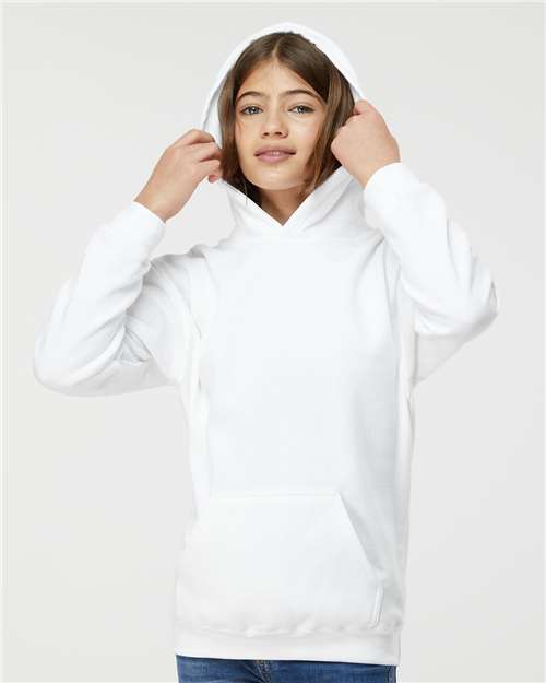 Youth Hooded Sweatshirt — Soft Kids Pullover Hoodie - White - Front