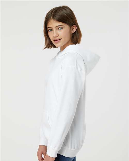 Youth Hooded Sweatshirt — Soft Kids Pullover Hoodie - White - Side