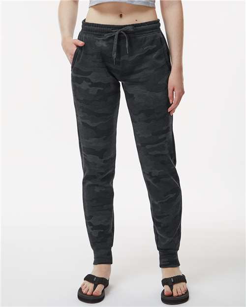 Independent Trading Co. PRM20PNT Women's Sweatpants - Black Camo Heather - Front