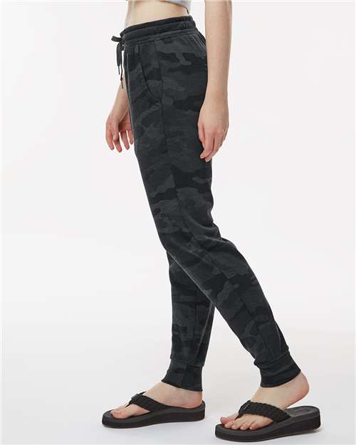 Independent Trading Co. PRM20PNT Women's Sweatpants - Black Camo Heather - Side
