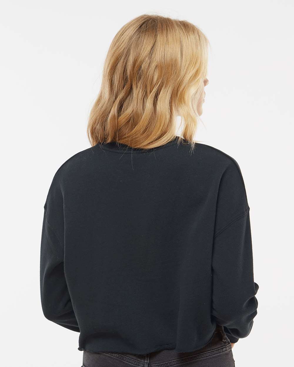 Women's Lightweight Crop Crewneck Sweatshirt - Black - M
