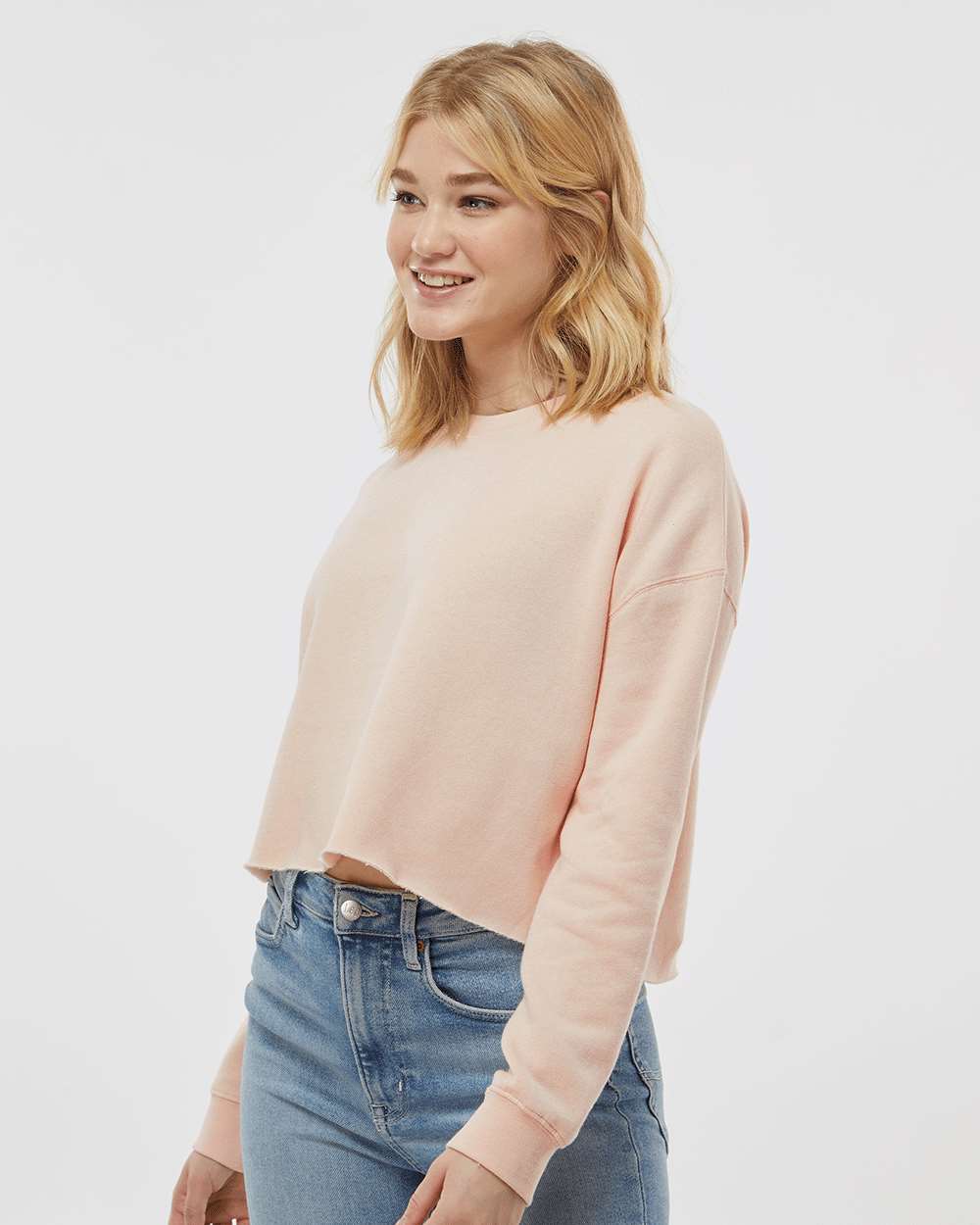 Women's Lightweight Crop Crewneck Sweatshirt - Blush - S