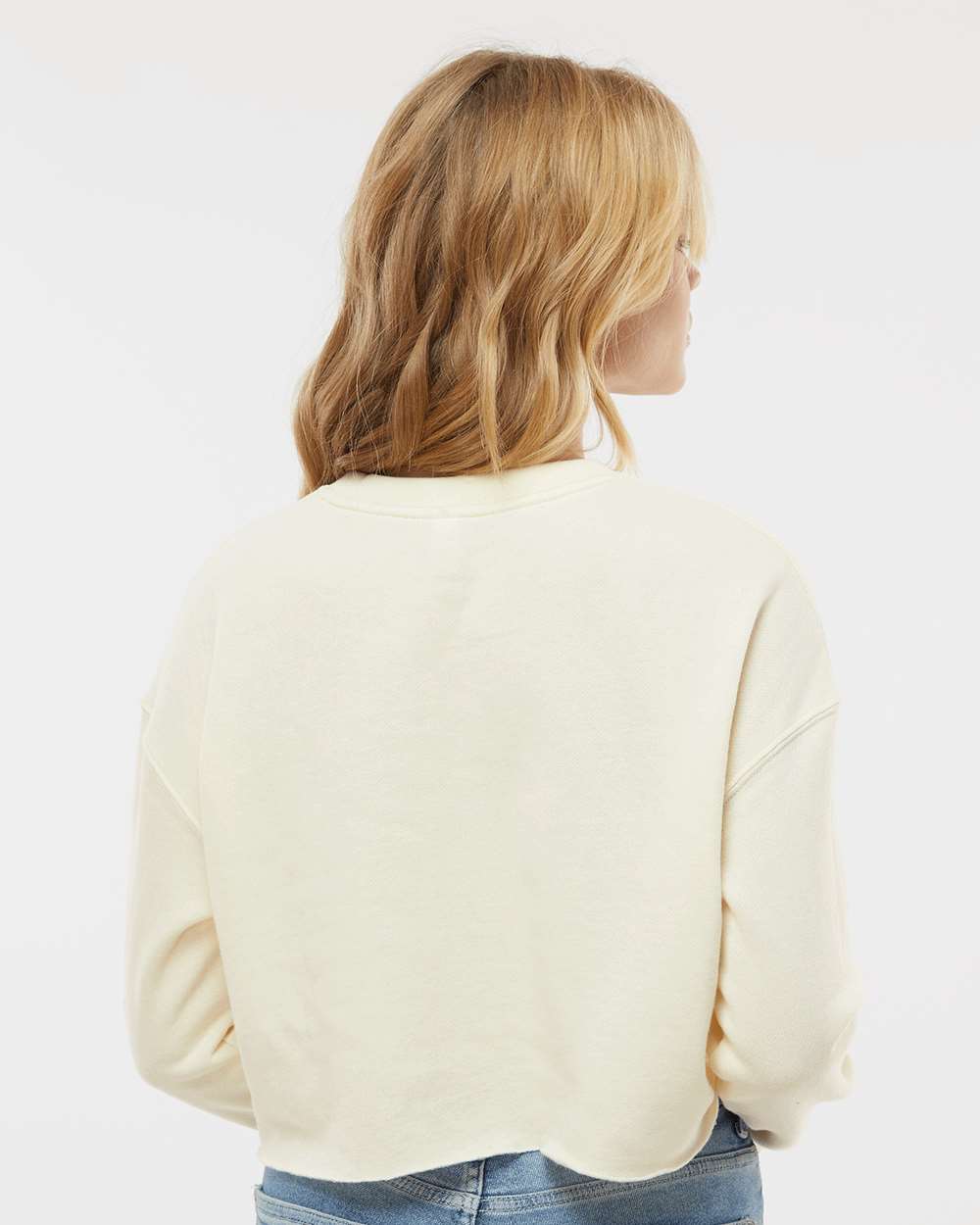 Women's Lightweight Crop Crewneck Sweatshirt - Bone - M