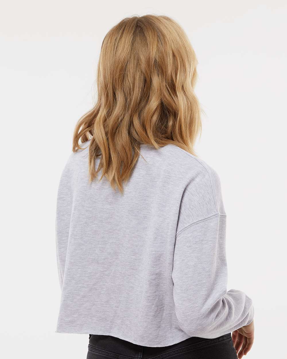 Women's Lightweight Crop Crewneck Sweatshirt - Heather Grey - M