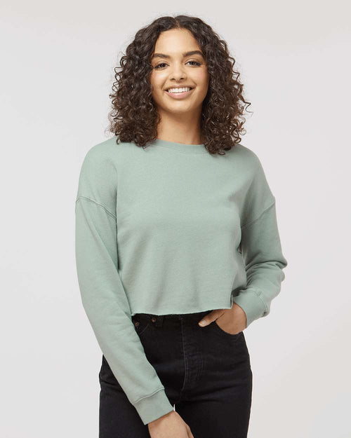Women's Lightweight Crop Crewneck Sweatshirt - Sage - XS