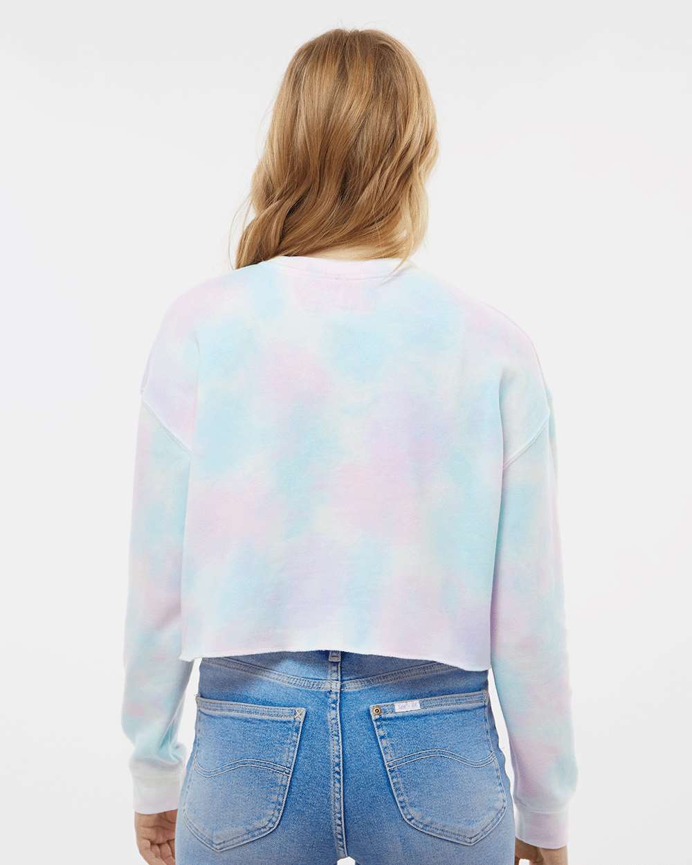 Women's Lightweight Crop Crewneck Sweatshirt - Tie Dye Cotton Candy - M