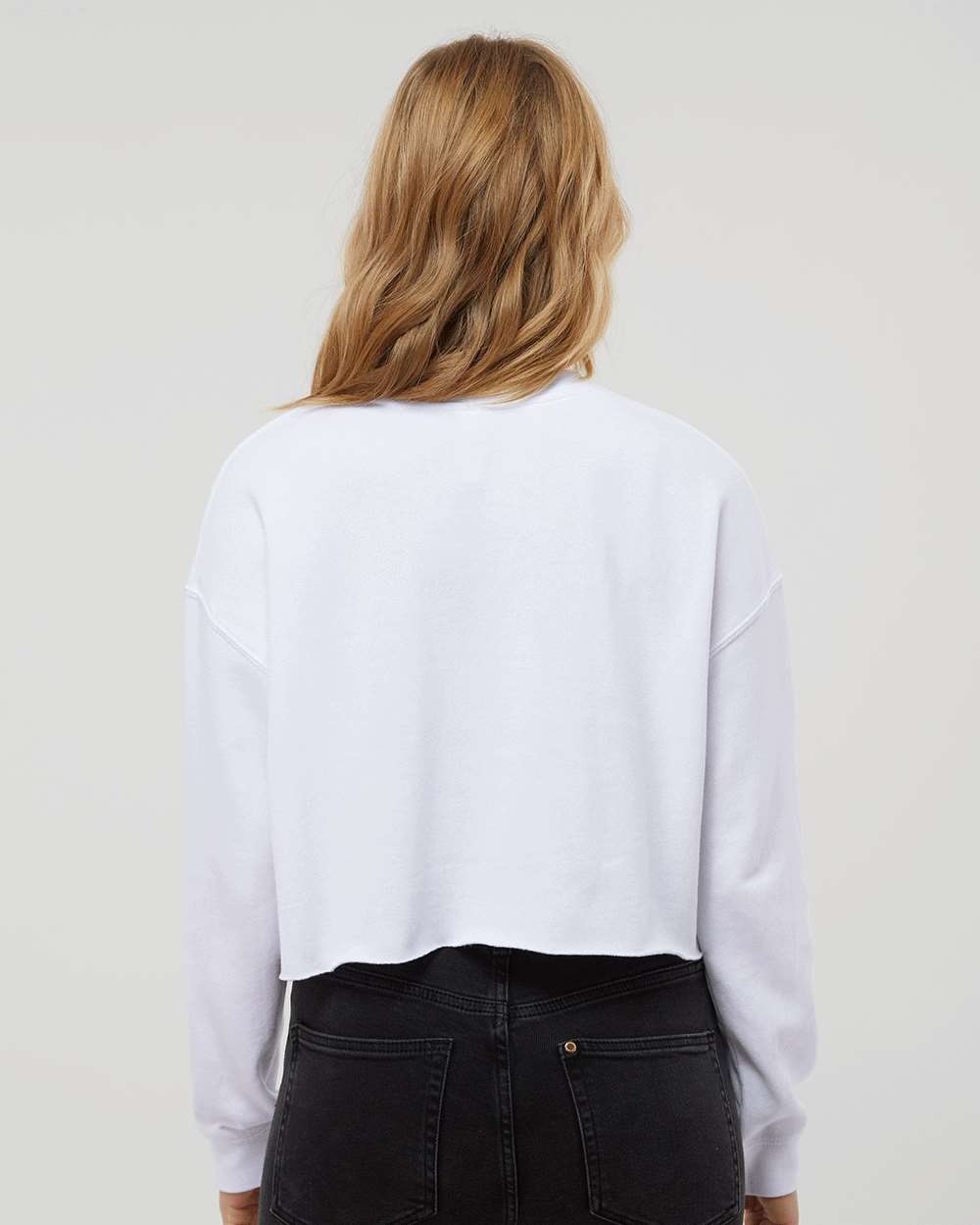 Women's Lightweight Crop Crewneck Sweatshirt - White - M