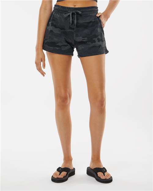 Independent Trading Co. PRM20SRT Women's Shorts - Black Camo Heather - Front