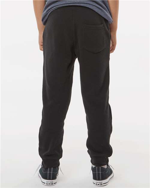 Youth Fleece Sweatpants — Soft Kids Jogger Pants - Black - Back