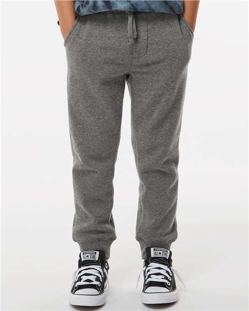 Youth Fleece Sweatpants — Soft Kids Jogger Pants - Nickel - Front
