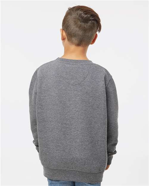 Youth Elevated Fleece Crewneck — Kids Sweatshirt [XS-XL] - Granite Heather - Back