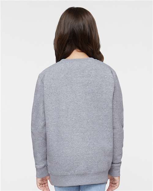 Youth Elevated Fleece Crewneck — Kids Sweatshirt [XS-XL] - Heather - Back