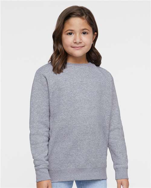 Youth Elevated Fleece Crewneck — Kids Sweatshirt [XS-XL] - Heather - Front