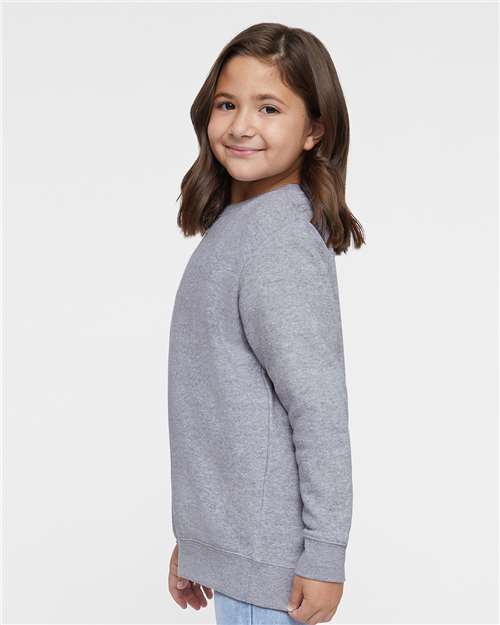 Youth Elevated Fleece Crewneck — Kids Sweatshirt [XS-XL] - Heather - Side