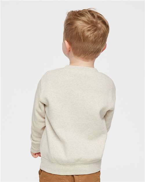 Toddler Crewneck Sweatshirt — Soft Fleece Kids Pullover - Natural Heather - Back