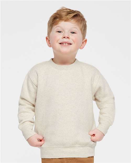 Toddler Crewneck Sweatshirt — Soft Fleece Kids Pullover - Natural Heather - Front