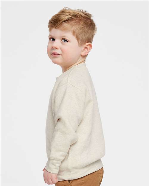 Toddler Crewneck Sweatshirt — Soft Fleece Kids Pullover - Natural Heather - Side