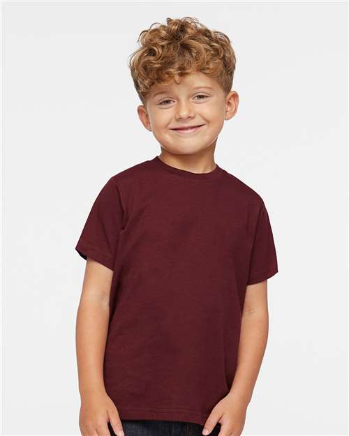 Toddler Fine Jersey T-Shirt — Soft Kids Tee [2T-5T] - Maroon - Front