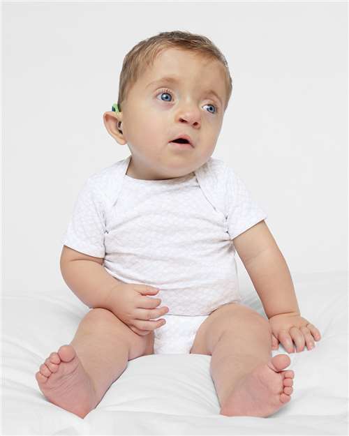 Soft Cotton Baby Onesie — Short Sleeve Infant Bodysuit - White Reptile - Front