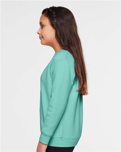 Youth Elevated Fleece Crewneck — Kids Sweatshirt [XS-XL] - Saltwater - Side