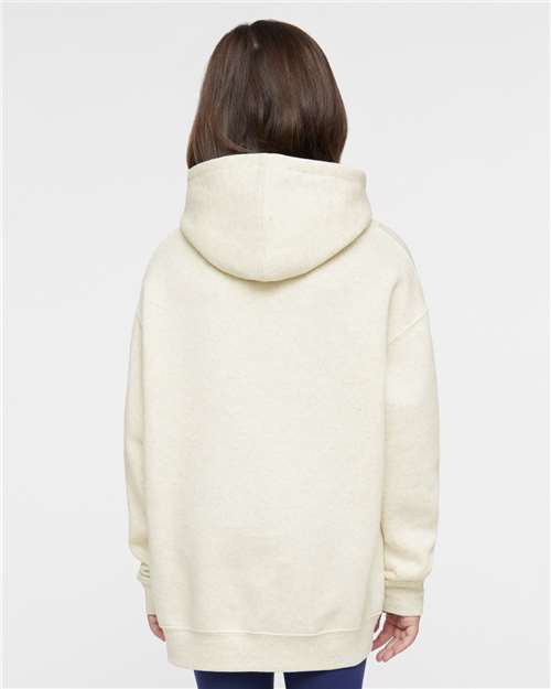 Youth Fleece Hoodie — Soft Kids Pullover Sweatshirt - Natural Heather - Back