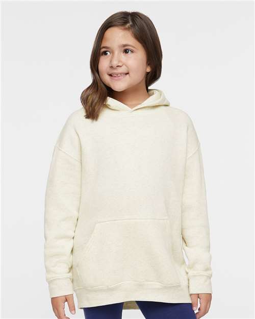 Youth Fleece Hoodie — Soft Kids Pullover Sweatshirt - Natural Heather - Front