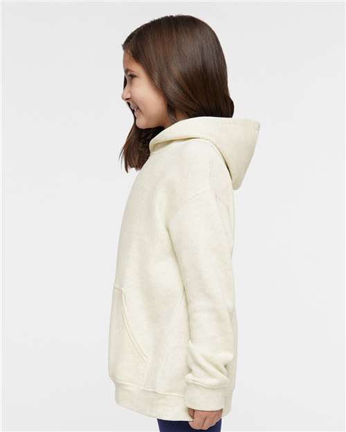 Youth Fleece Hoodie — Soft Kids Pullover Sweatshirt - Natural Heather - Side