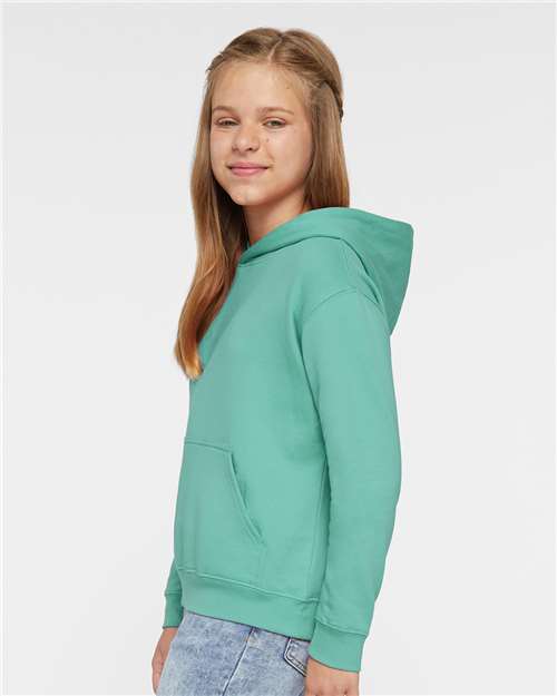 Youth Fleece Hoodie — Soft Kids Pullover Sweatshirt - Saltwater - Side