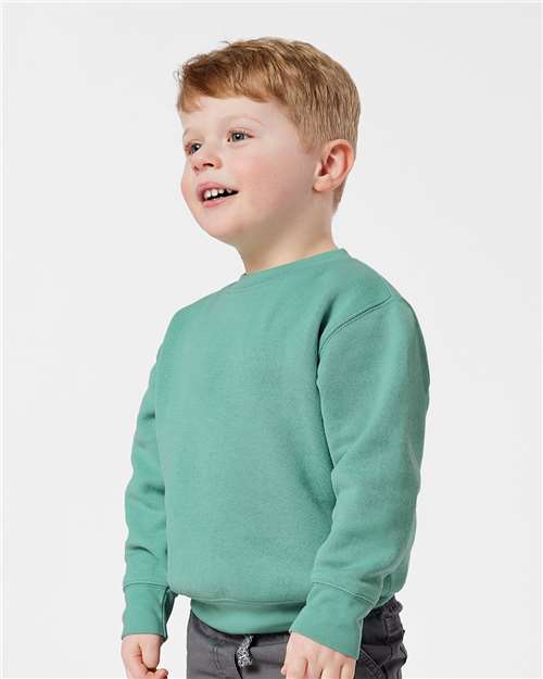 Toddler Crewneck Sweatshirt — Soft Fleece Kids Pullover - Saltwater - Side