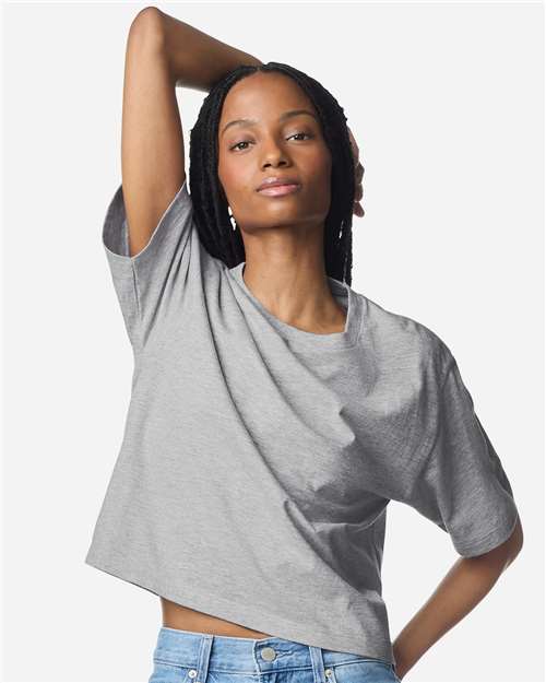 American Apparel 102 Women's Fine Jersey T-Shirt - Heather Grey - Front