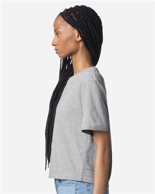 American Apparel 102 Women's Fine Jersey T-Shirt - Heather Grey - Side