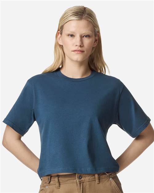 American Apparel 102 Women's Fine Jersey T-Shirt - Sea Blue - Front