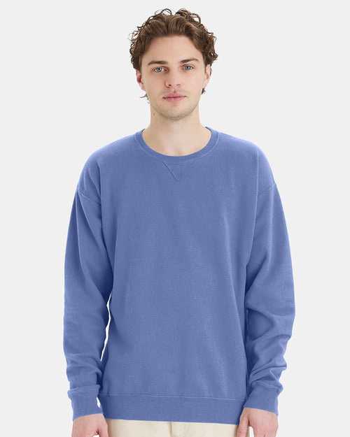 Unisex Garment-Dyed Crewneck Sweatshirt - Frontier Blue - XS
