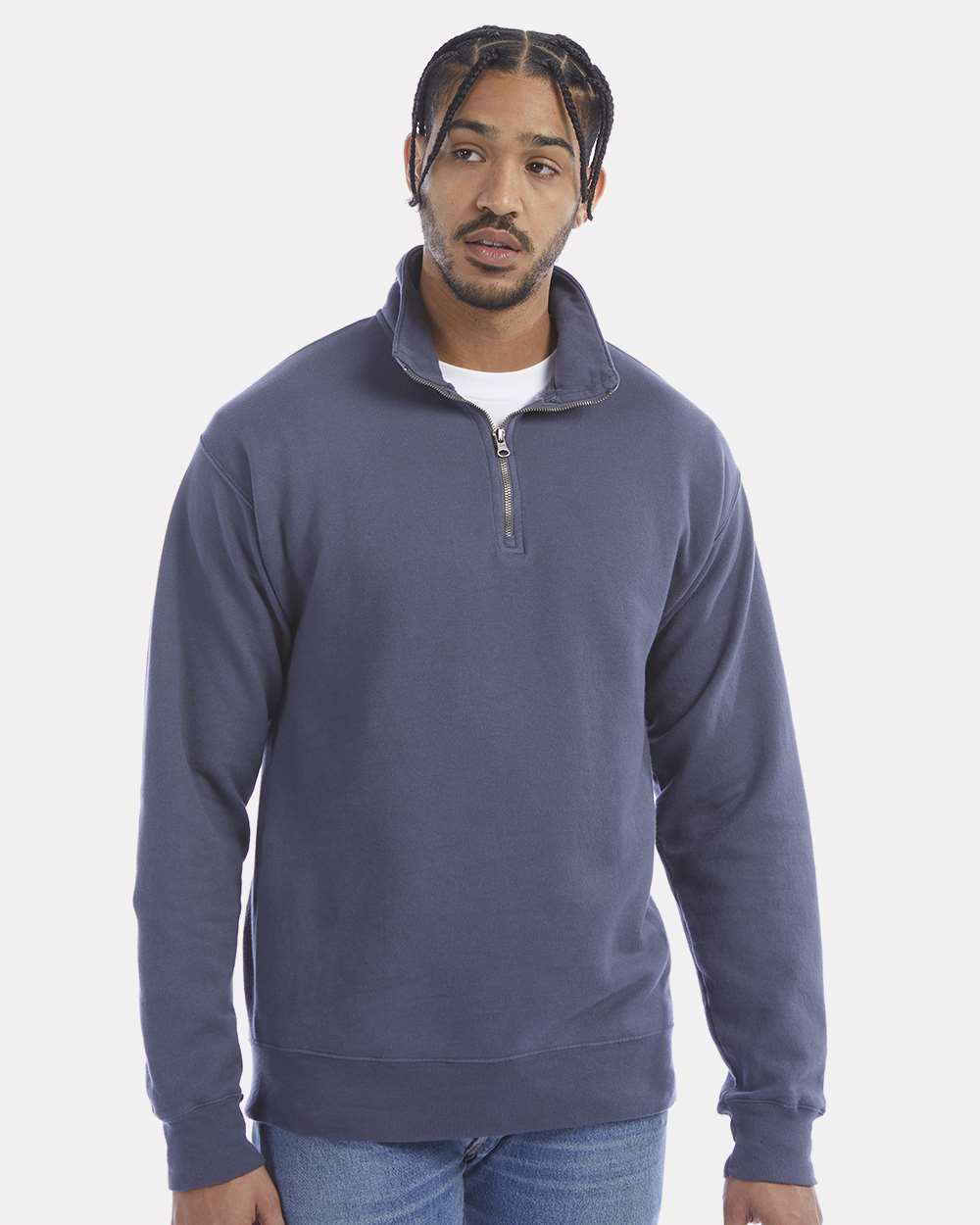 Unisex Garment-Dyed Quarter-Zip Sweatshirt - Anchor Slate - XS