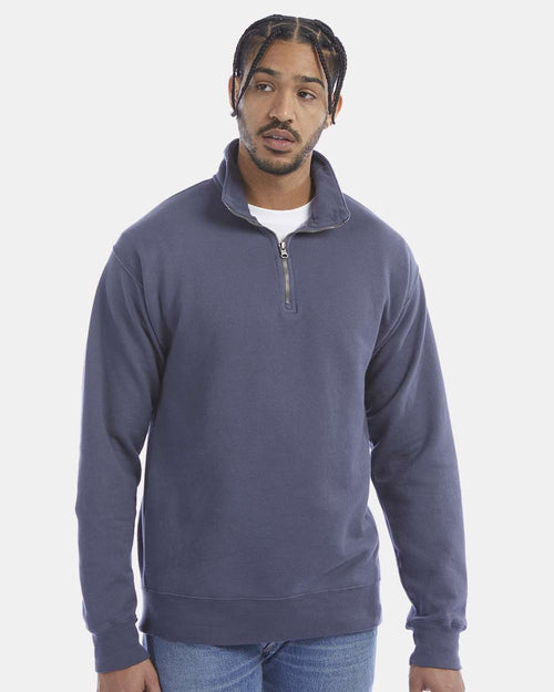 Unisex Garment-Dyed Quarter-Zip Sweatshirt - Anchor Slate - XS