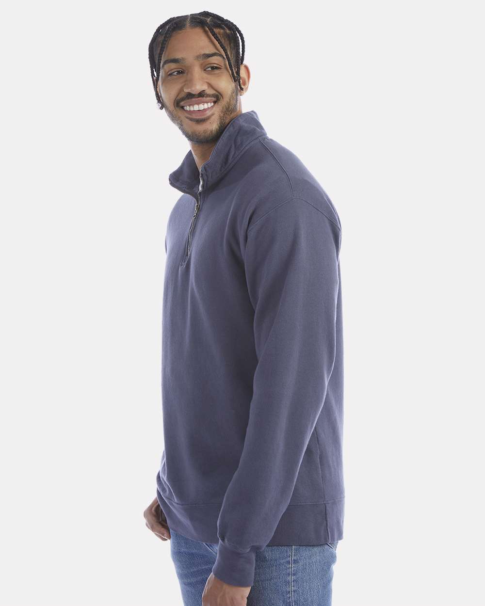 Unisex Garment-Dyed Quarter-Zip Sweatshirt - Anchor Slate - S