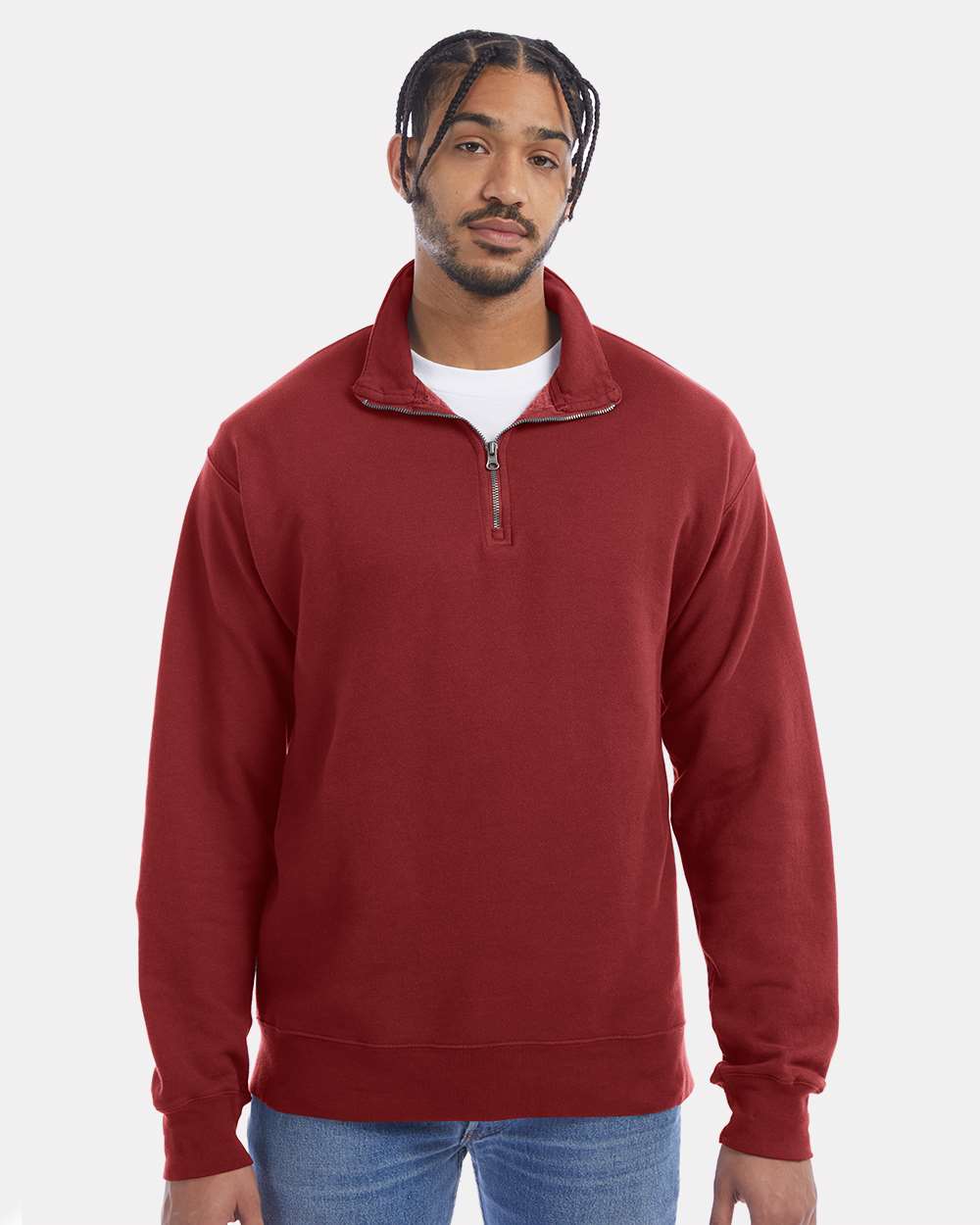 Unisex Garment-Dyed Quarter-Zip Sweatshirt - Cayenne - XS